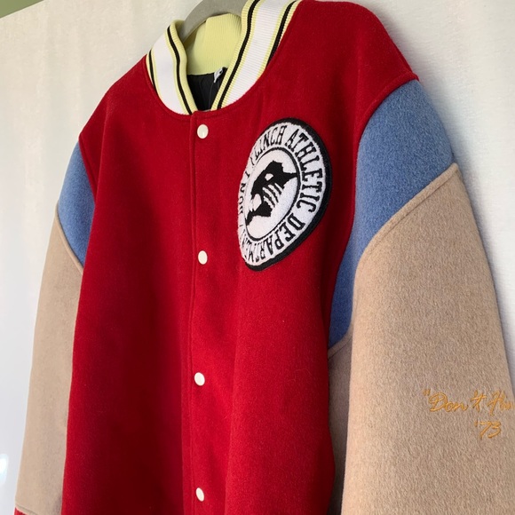 Puma Reversible Varsity Jacket - wool blend- flame scarlet  -brand new - Picture 2 of 16